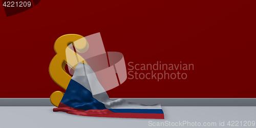 Image of paragraph symbol and flag of russia - 3d rendering