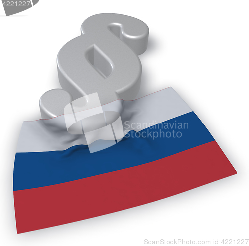 Image of paragraph symbol and flag of russia - 3d rendering