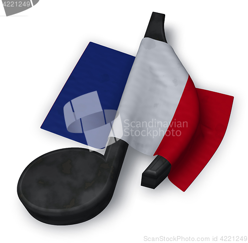 Image of music note symbol and flag of france - 3d rendering