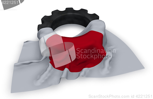 Image of gear wheel and flag of japan - 3d rendering