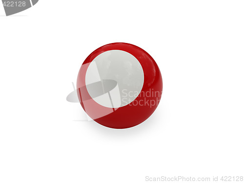 Image of Pool ball white red isolated