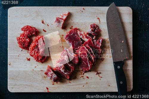 Image of Chopped meat on cutting board