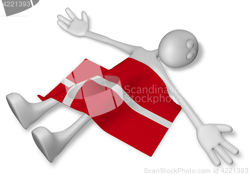 Image of dead cartoon guy and flag of denmark - 3d illustration