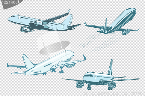 Image of Set of passenger airplanes