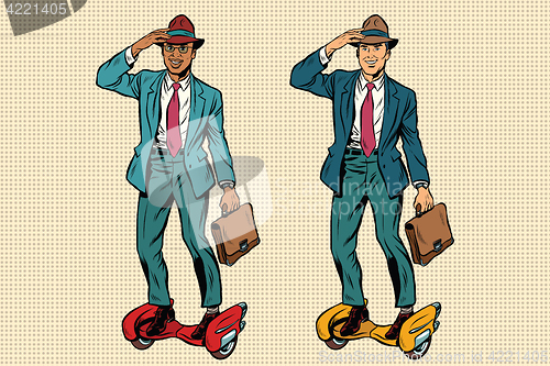 Image of Two businessmen white and black on gyrometer