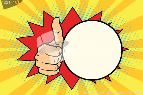 Image of Thumb up gesture and a comic bubble