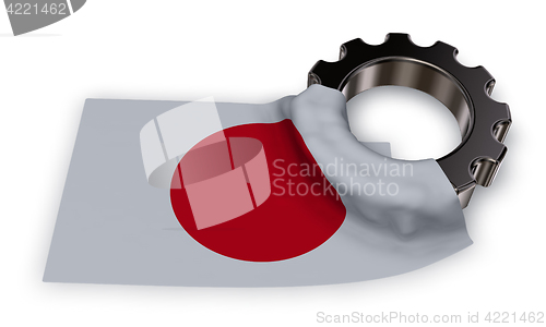Image of gear wheel and flag of japan - 3d rendering