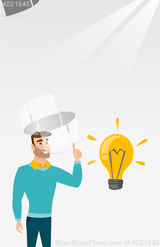 Image of Student pointing at idea bulb vector illustration