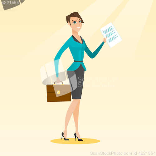Image of Happy business woman running vector illustration.