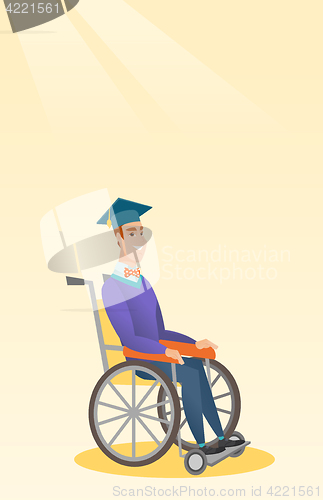 Image of Graduate sitting in wheelchair vector illustration