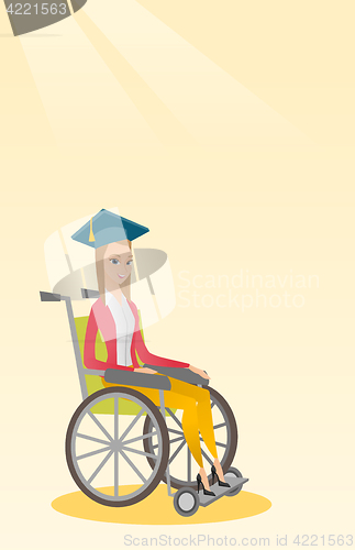 Image of Graduate sitting in wheelchair vector illustration