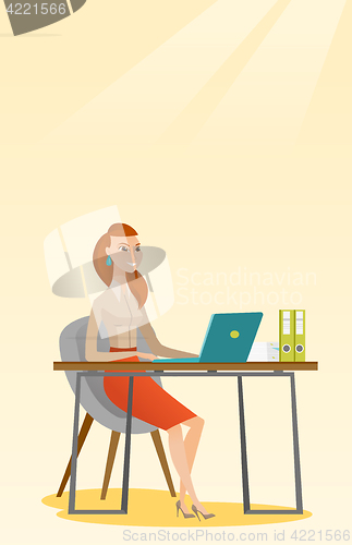Image of Student using laptop for education.