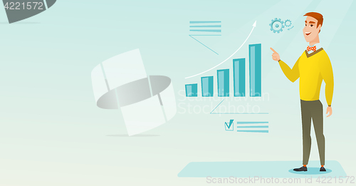 Image of Successful businessman pointing at chart going up.