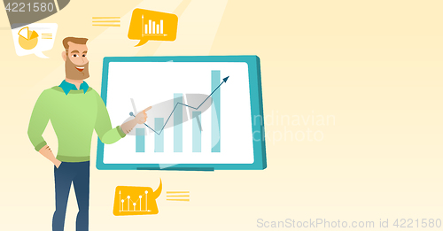 Image of Businessman presenting review of financial data.
