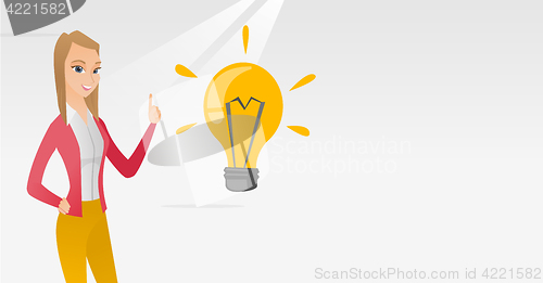 Image of Student pointing at idea bulb vector illustration