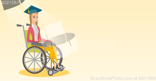 Image of Graduate sitting in wheelchair vector illustration