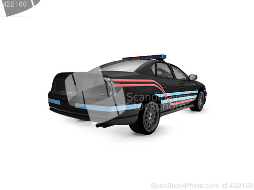 Image of isolated black police car back view 01