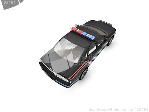 Image of isolated black police car back view 02