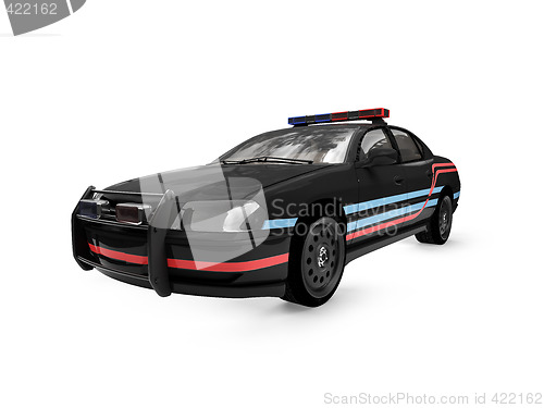 Image of isolated black police car front view 01
