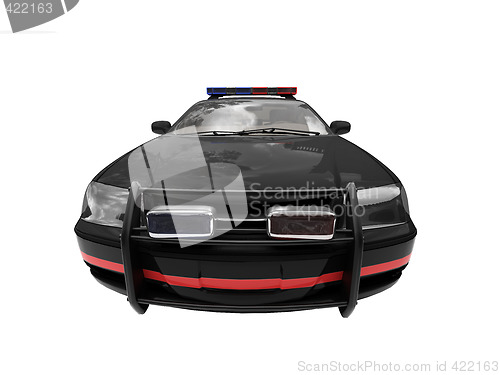 Image of isolated black police car front view 02