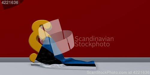 Image of paragraph symbol and flag of estonia - 3d rendering