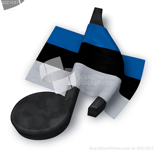 Image of music note symbol and estonian flag - 3d rendering