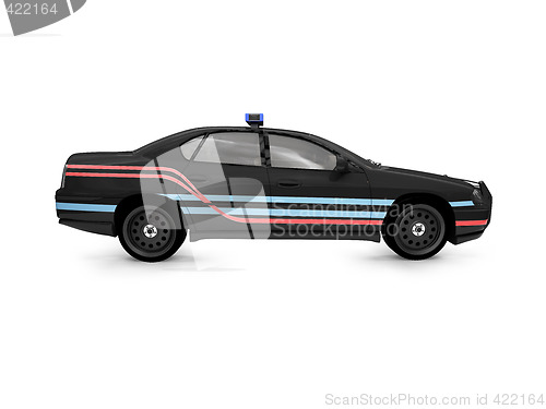 Image of isolated black police car side view