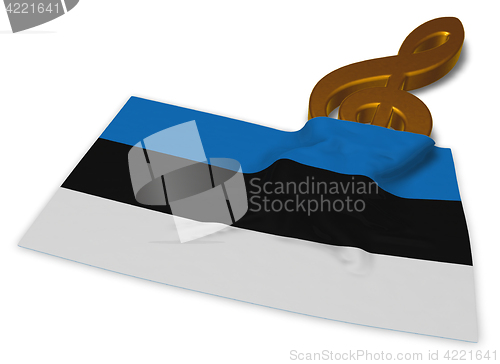 Image of clef symbol and estonian flag - 3d rendering