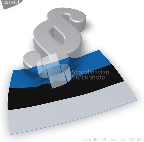 Image of paragraph symbol and flag of estonia - 3d rendering