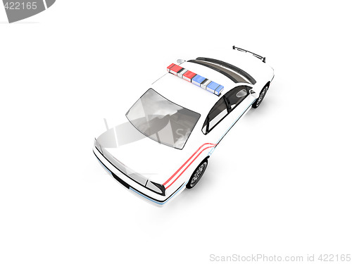 Image of isolated police white car back view 01