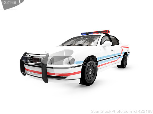 Image of isolated police white car front view 01