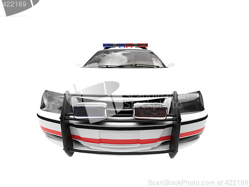 Image of isolated police white car front view 02