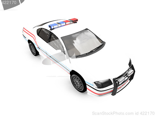 Image of isolated police white car front view 03