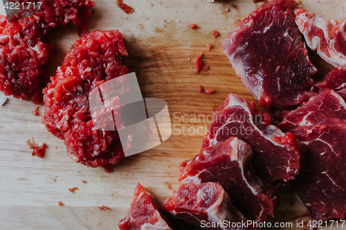 Image of Chopped meat on cutting board