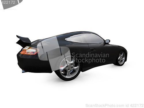 Image of isolated black super car back view