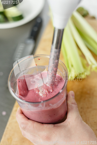 Image of Crop shot of chef making smoothie