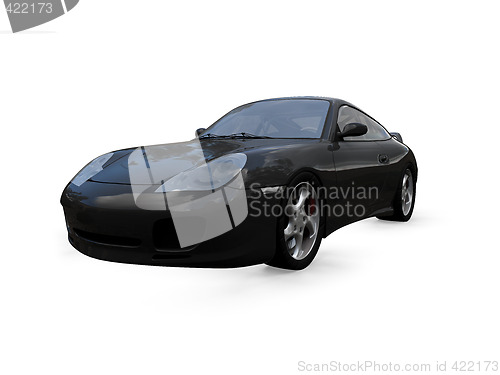 Image of isolated black super car front view 01