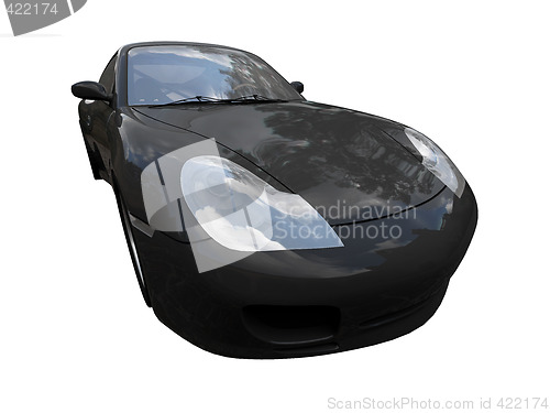 Image of isolated black super car front view 02