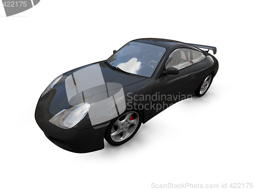 Image of isolated black super car front view 03