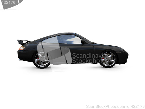 Image of isolated black super car side view