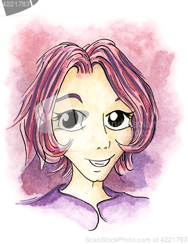 Image of Girl portrait in cartoon style