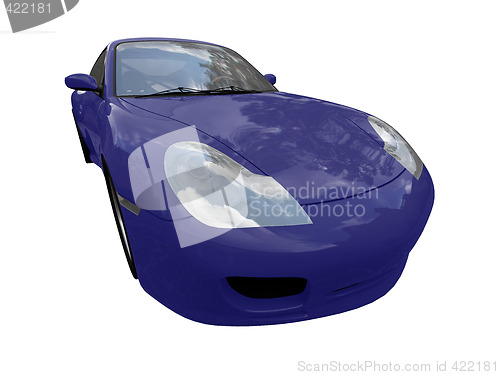 Image of isolated blue super car front view 02