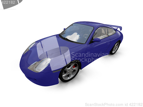 Image of isolated blue super car front view 03