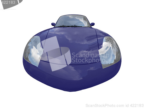 Image of isolated blue super car front view 04