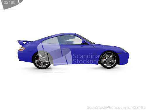 Image of isolated blue super car side view