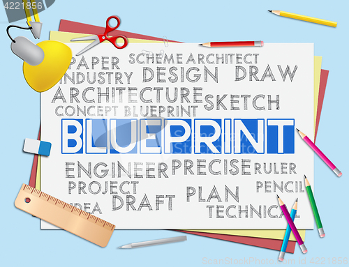 Image of Blueprint Words Means Designer Design And Architectural