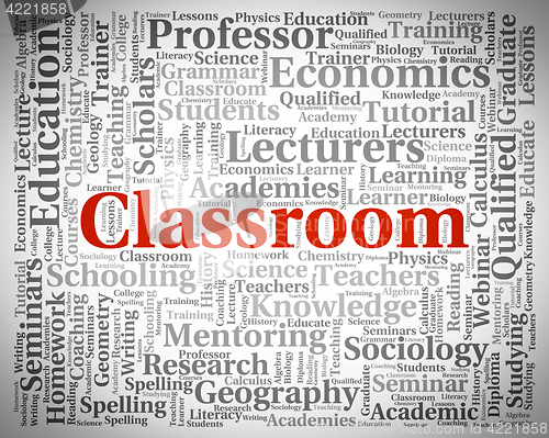 Image of Classroom Word Represents School Text And Academies
