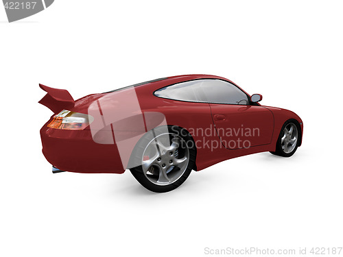 Image of isolated red super car back view