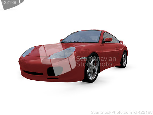 Image of isolated red super car front view 01