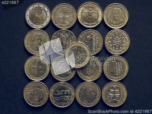 Image of Vintage Euro coins of many countries